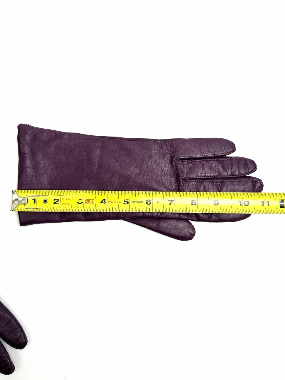 LORD & TAYLOR Purple Leather Gloves Cashmere Lining size 8
